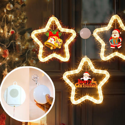 ⭐ Décoration Lumineuse de Noël LED – Étoile à Cinq Branches | Suspension à Piles pour Fenêtre, Mur, Porte et Sapin | Ambiance Festive Intérieure & Extérieure